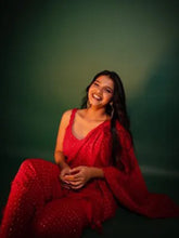 Rose Red Chikankari Gharara Set